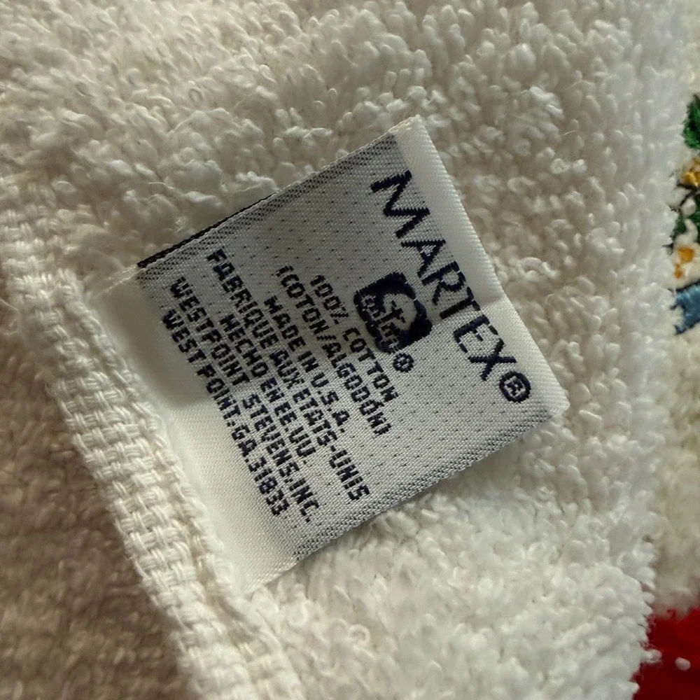Vintage Cannon Martex Christmas Hand Towels Set 3 White‎ Cream Cotton Fringed